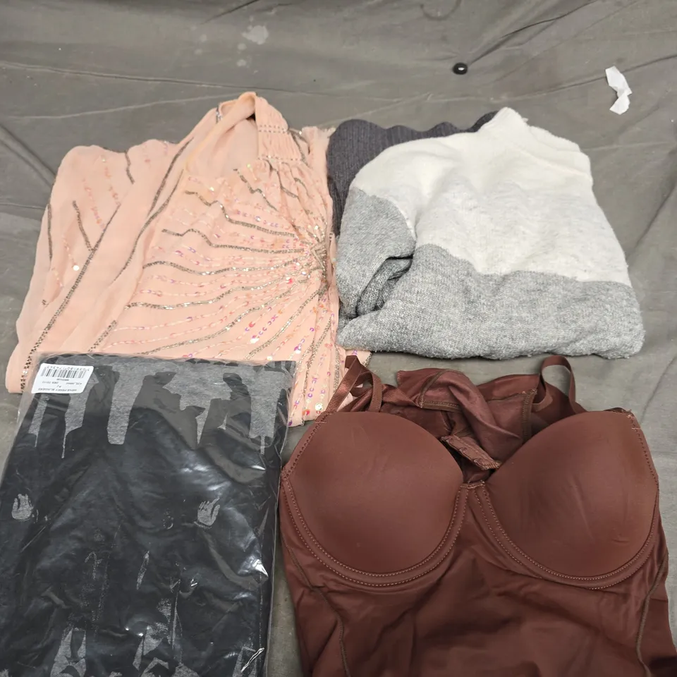 APPROXIMATELY 20 ASSORTED CLOTHING PRODUCTS IN VARIOUS STYLES & SIZES TO INCLUDE JUMPERS, T-SHIRTS, DRESSES ETC