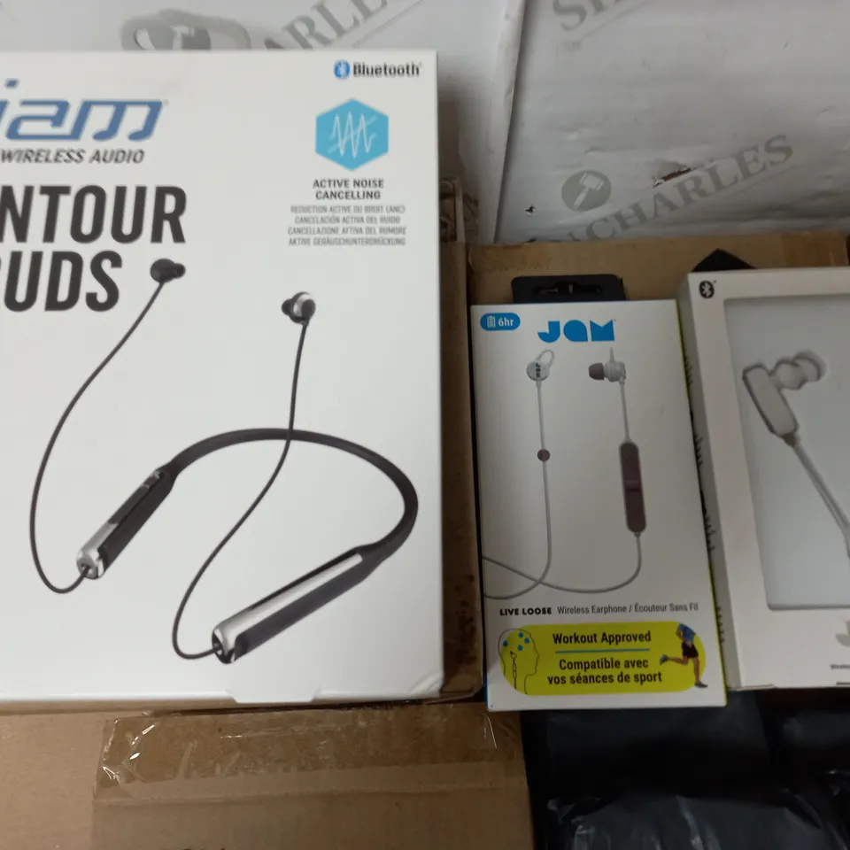 LOT OF 23 ASSORTED BOXED AS NEW JAM WIRELESS EARPHONES - VARIOUS STYLES