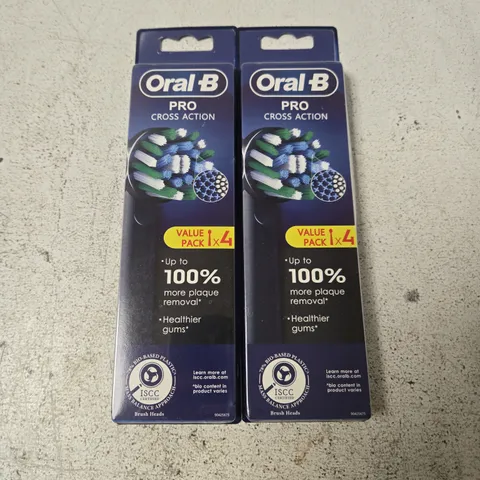 2 X ORAL-B PRO CROSS ACTION TOOTHBRUSH HEADS - BLACK - 4 PACK