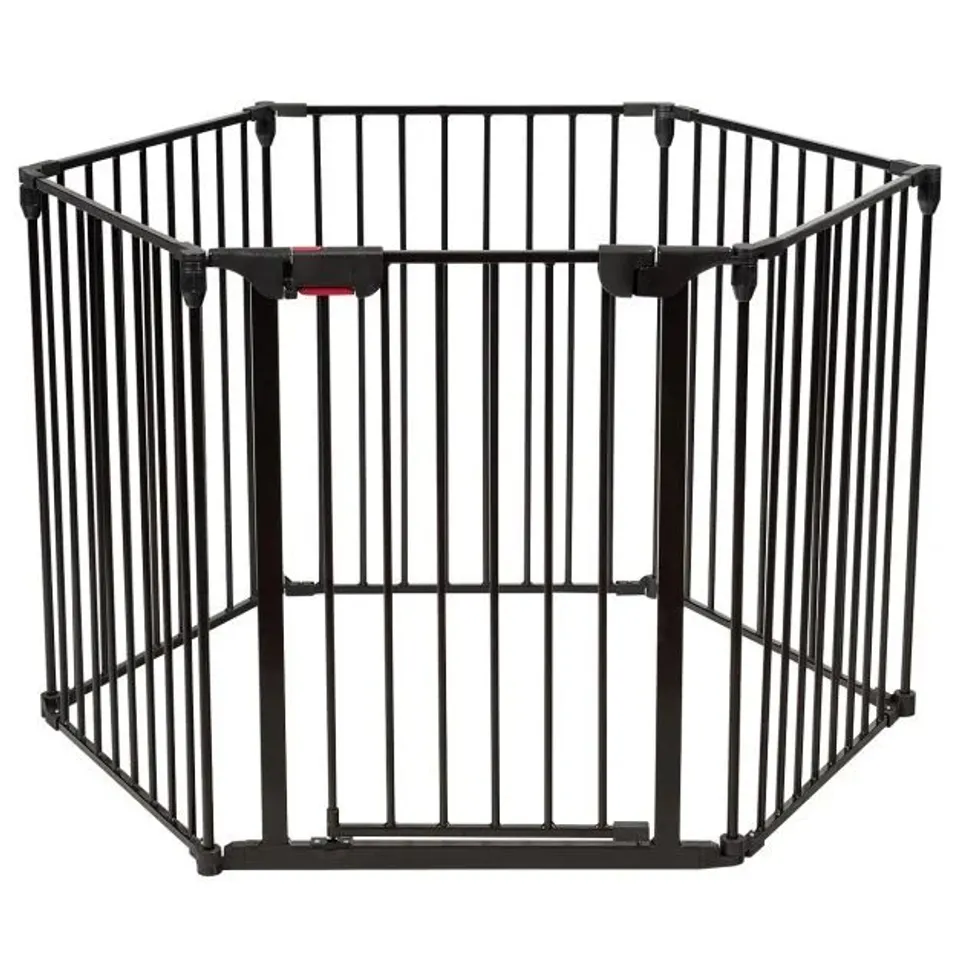 BOXED COSTWAY 8 PANELS BABY PLAYPEN METAL FOLDABLE DESIGN WITH SAFETY LOCK - BLACK