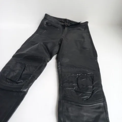SKIN TAN BLACK LEATHER MOTORCYCLE TROUSERS, UK 28