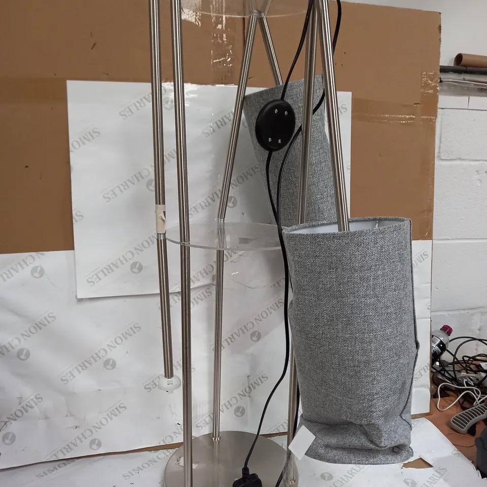 SILVER & GREY STANDING LAMP WITH GLASS DEVIDER COLLECTION ONLY