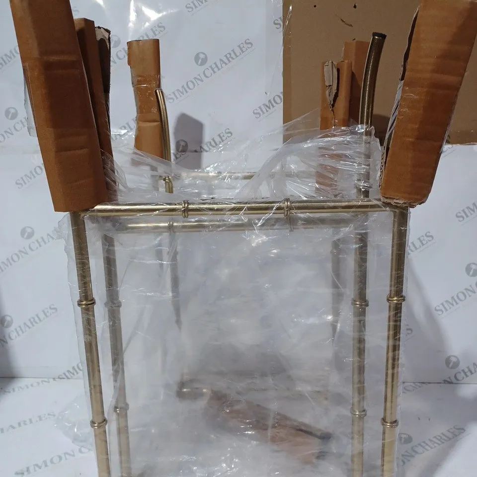 MY HOME STORIES BAMBOO NESTING SIDE TABLE IN BRASS EFFECT