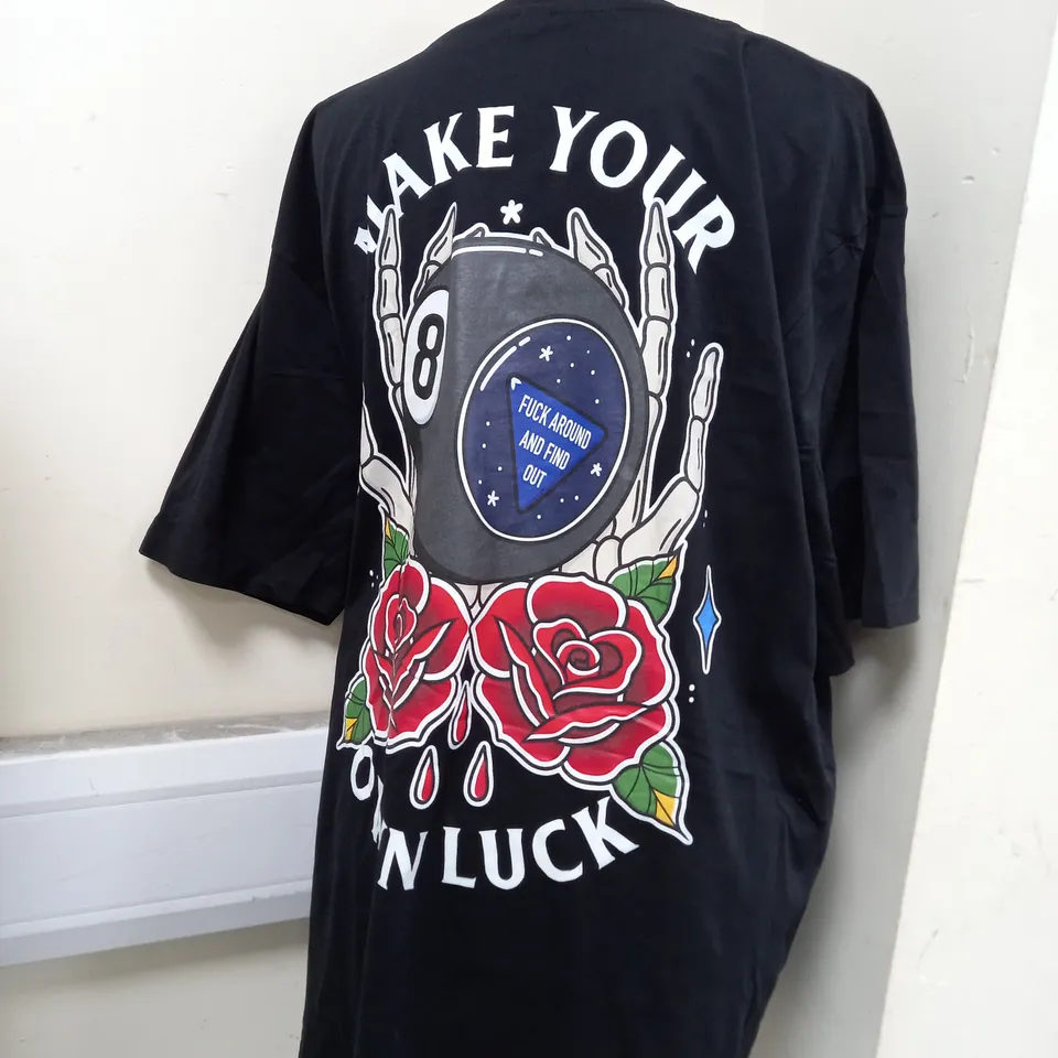 BROKEN SOCIETY MAKE YOUR OWN LUCK TEE IN BLACK - 3XL
