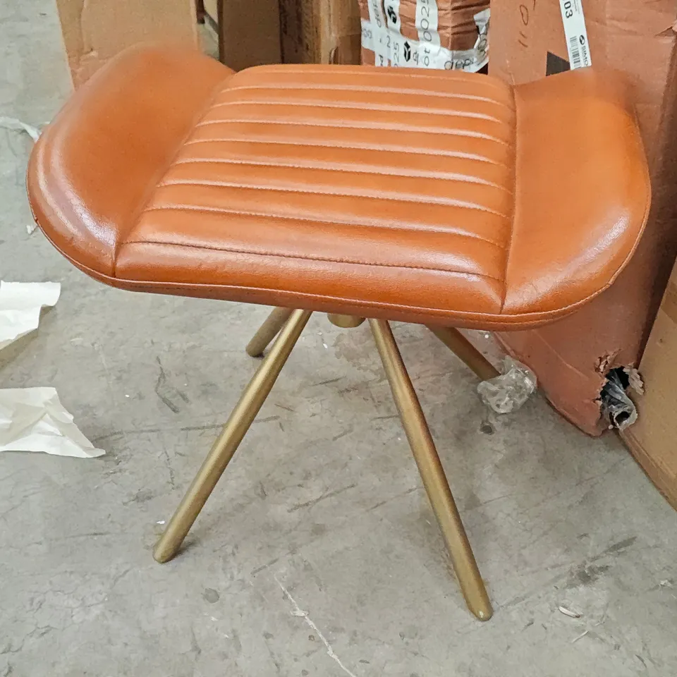 BROWN LEATHER STOOL