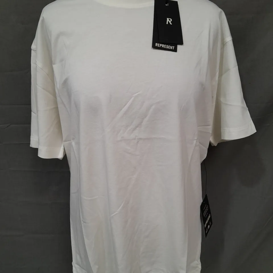 REPRESENT INITIAL T-SHIRT IN FLAT WHITE - S