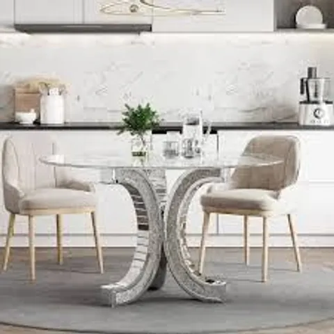 BOXED DESIGNER GLASS TOP PEDESTAL DINING TABLE (2 BOXES)