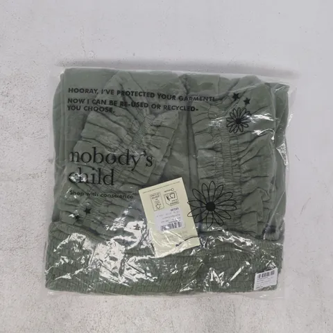 BAGGED NOBODY'S CHILD PETITE MAYA JUMPSUIT IN SOFTS GREEN SIZE UK 14