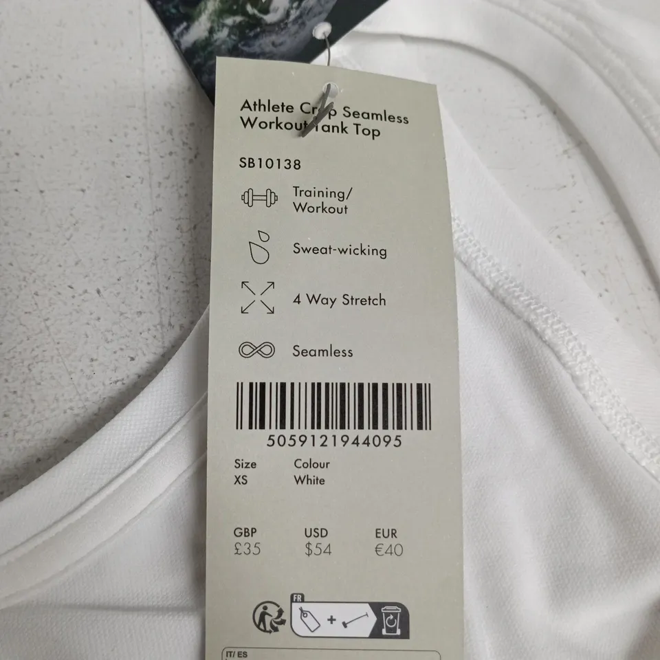 SWEATY BETTY ATHLETE CROP SEAMLESS WORKOUT TANK TOP – WHITE, XS