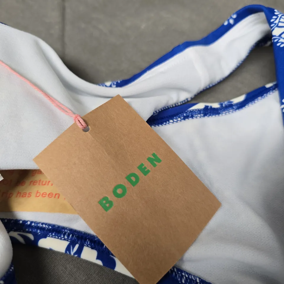  BODEN PORTO BIKINI BOTTOMS – WOMEN'S BLUE/WHITE FLORAL SWIM BOTTOMS-SIZE UK 6
