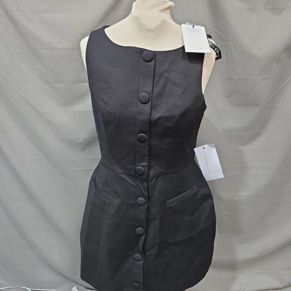 CLUB L LONDON BLACK SLEEVELESS TAILORED MINI DRESS – UK 12 (TAGS ATTACHED)