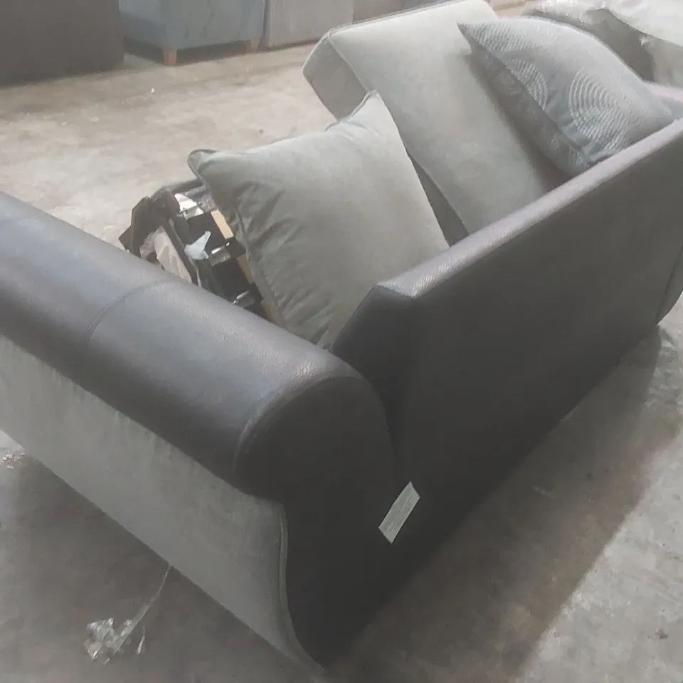 DESIGNER FABRIC UPHOLSTERED AND LEATHER-LOOK SOFA BED 