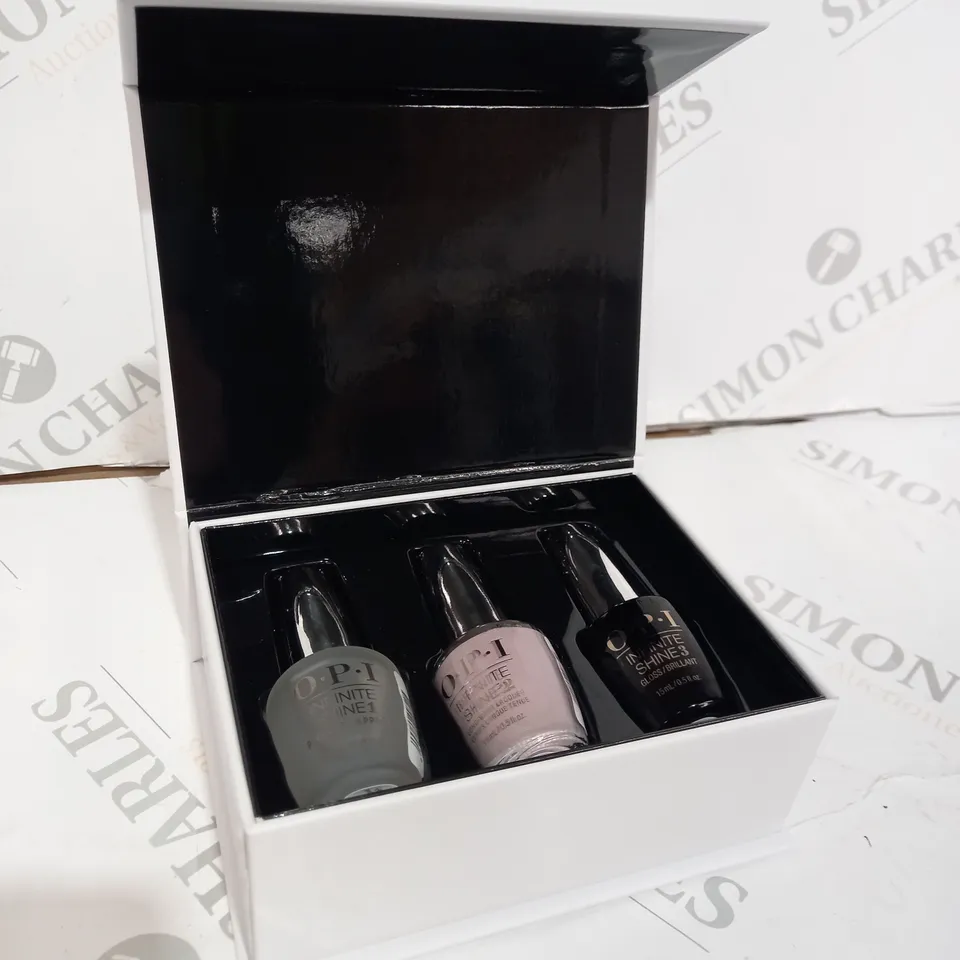 BOXED SET OF 3 OPI INFINITE SHITE TO INCLUDE PRIMER, LACQUER AND GLOSS 