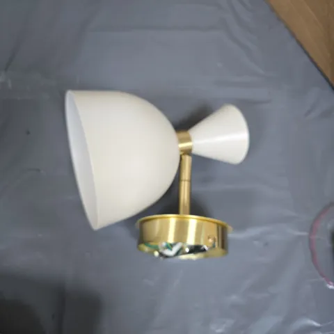 BRASS & WHITE CONE SHADE TABLE LAMP WITH E14 SOCKET