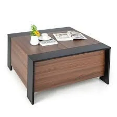 BOXED COSTWAY WALNUT SQUARE COFFEE TABLE