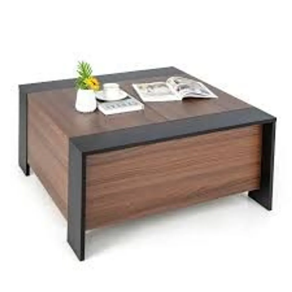 BOXED COSTWAY WALNUT SQUARE COFFEE TABLE