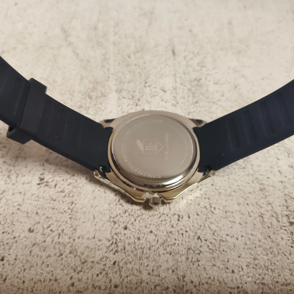 LOUIS LACOMBE WRISTWATCH WITH BLUE DIAL, ROSE-GOLD-TONE BEZEL & BLUE STRAP
