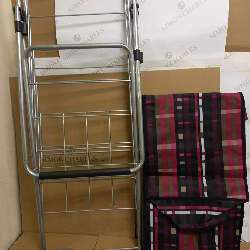 DESIGNER STYLE TARTAN STYLE SHOPPING CART TROLLEY