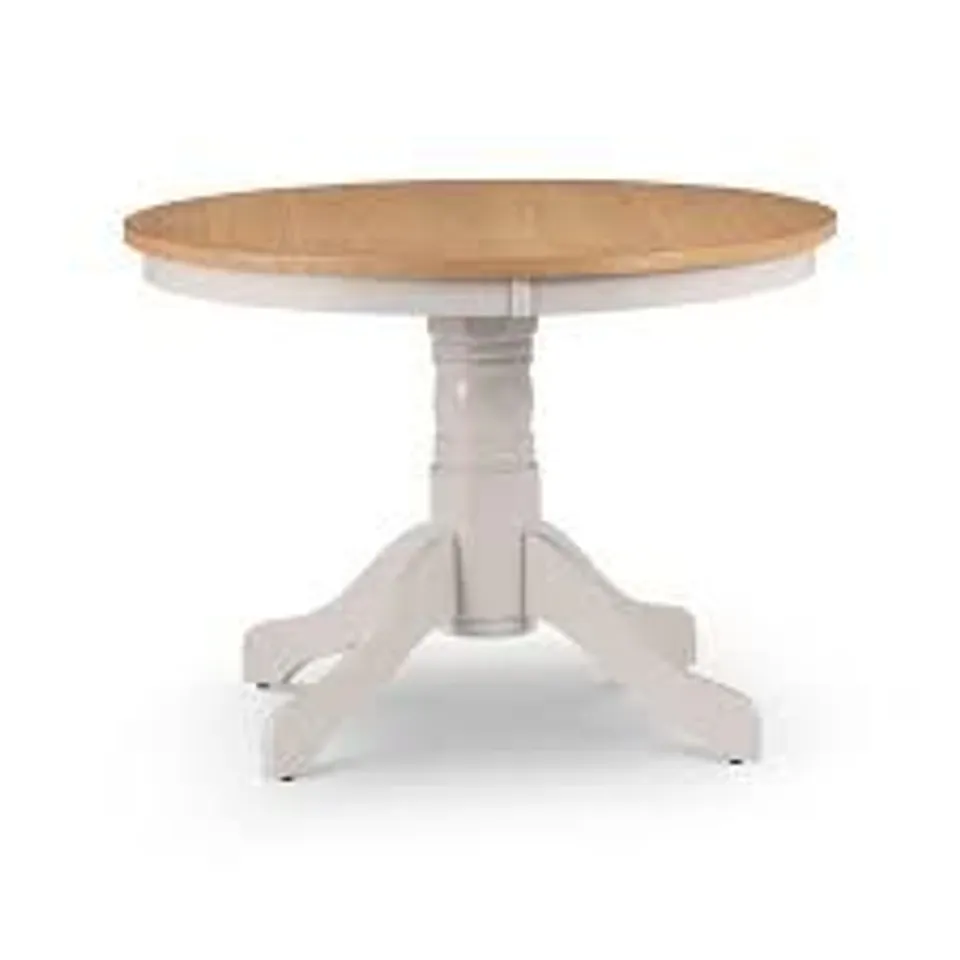 BOXED JULIAN BOWEN DAVENPORT ROUND PEDESTAL TABLE - OAK/IVORY (2 BOXES)