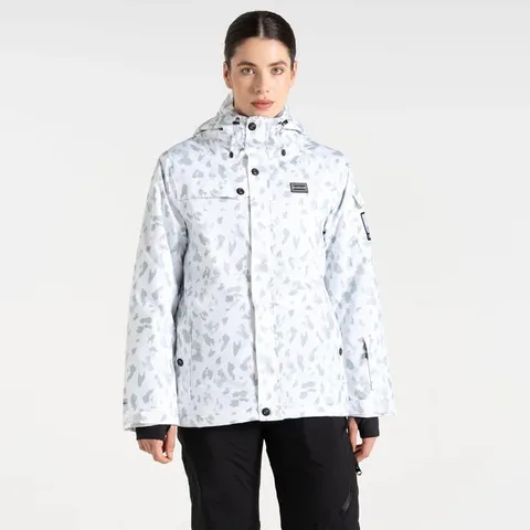 BRAND NEW DARE 2B WOMENS SKI LIFE SKI JACKET IN BLANCDEBLANC DASH PRINT - SIZE 20