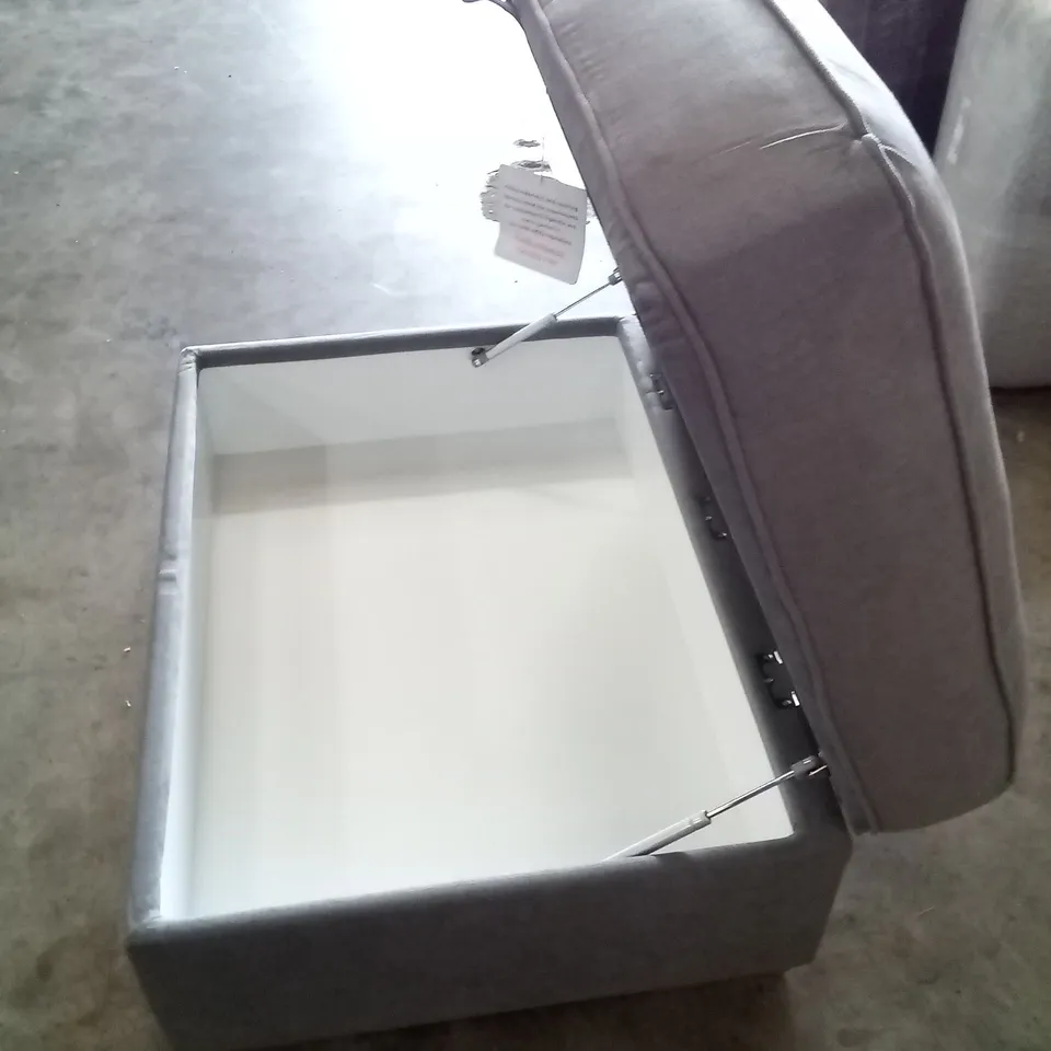 BOXED OAK FURNITURE LAND TEXAS LARGE STORAGE FOOTSTOOL IN PEWTER FABRIC  RRP £479.99