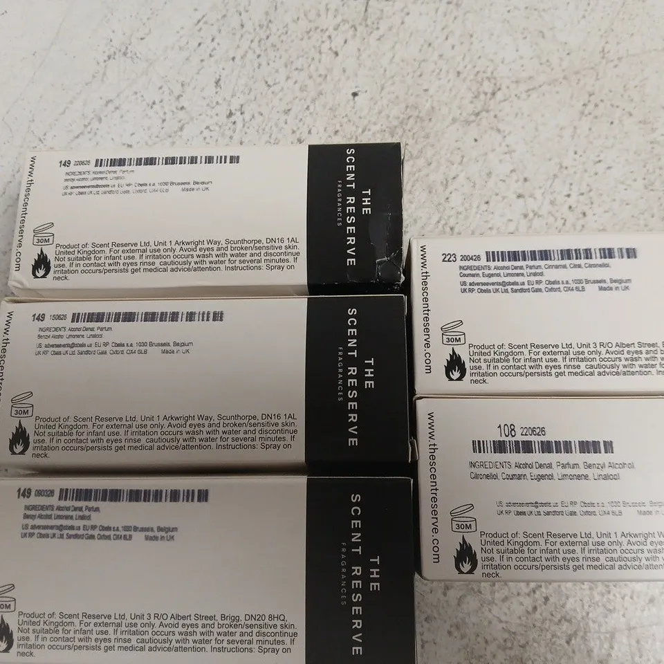 5 X 100ML OF ASSORTED THE SCENT RESERVE FRAGRANCES (UNISEX)