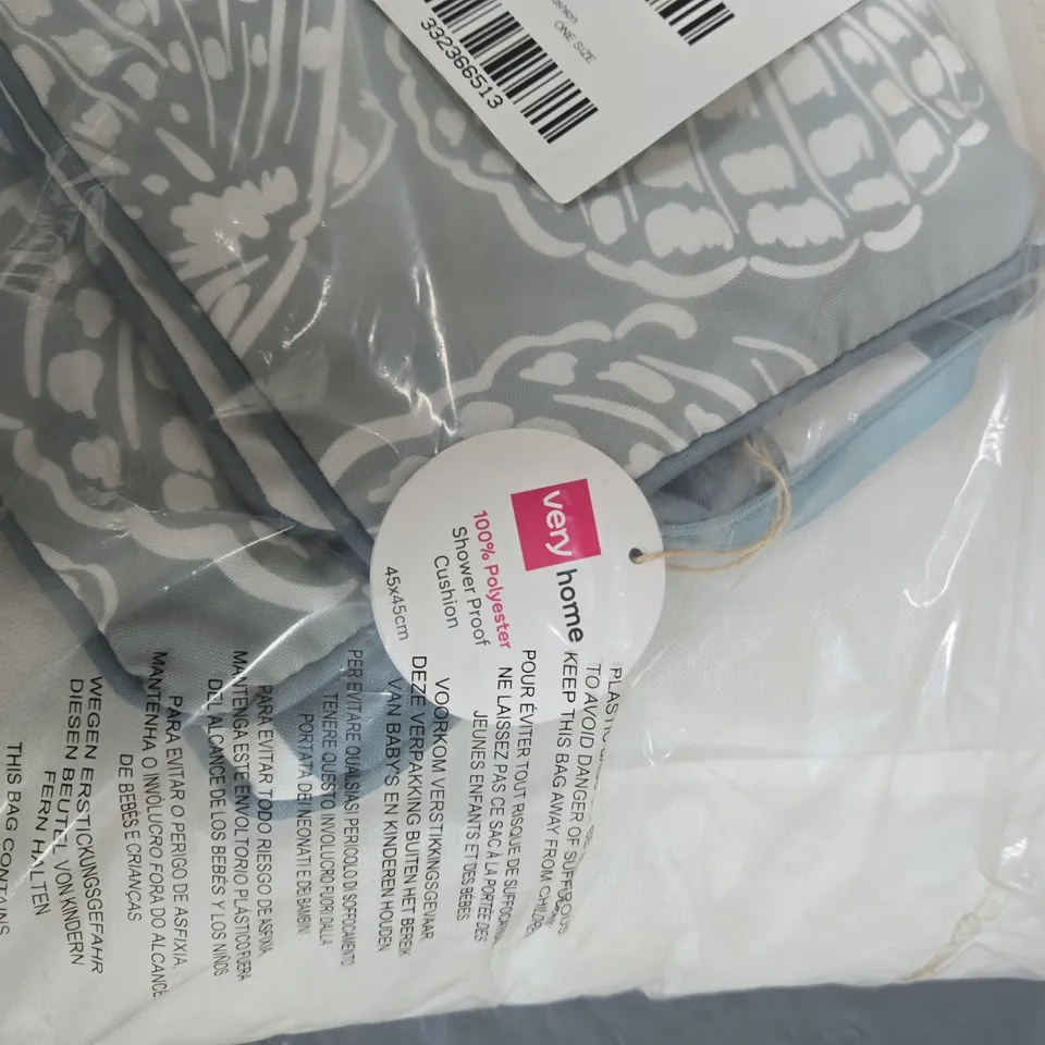 VERY HOME CUSHION COVER – WHITE WITH BLUE PATTERN, SEALED IN BAG VERY BRAND