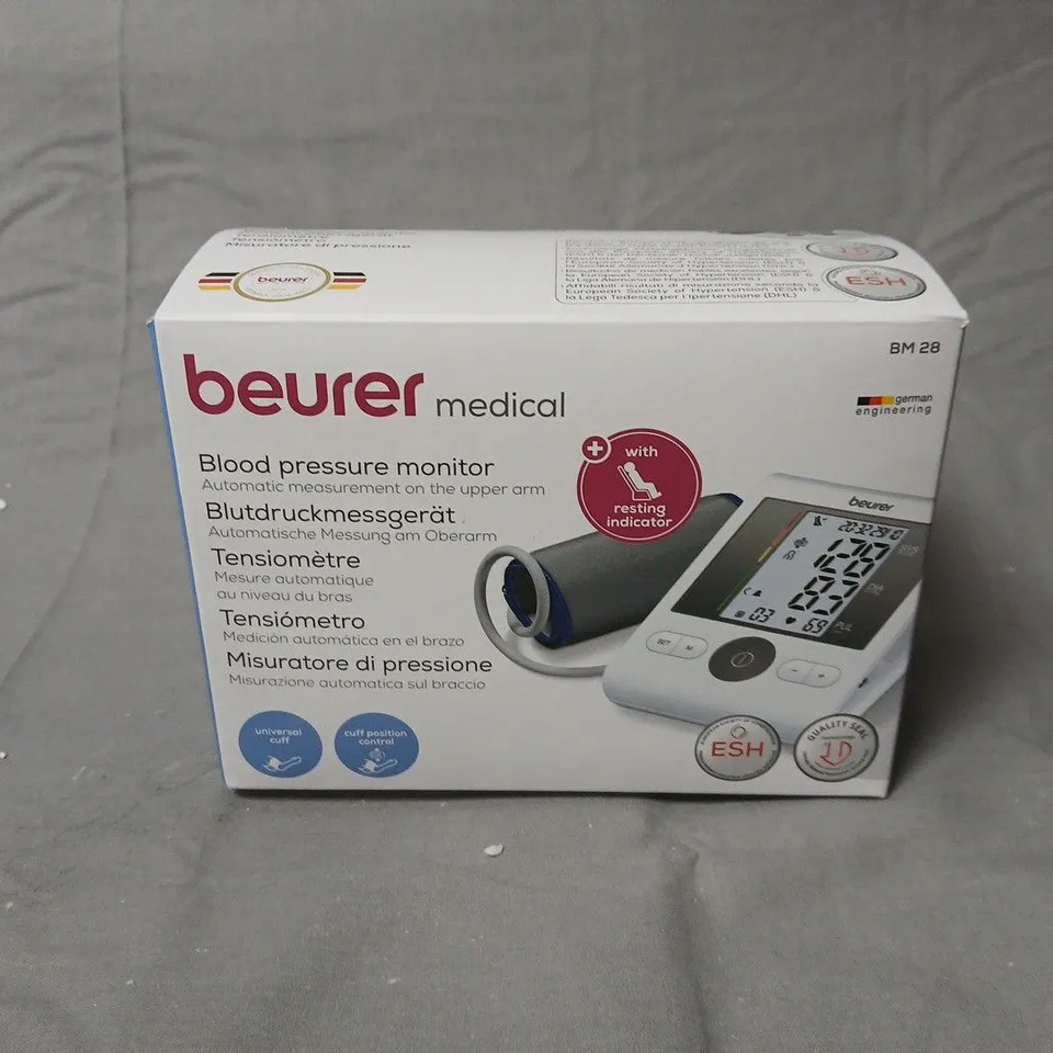 BOXED BEURER BM28 BLOOD PRESSURE MONITOR WITH ARM CUFF