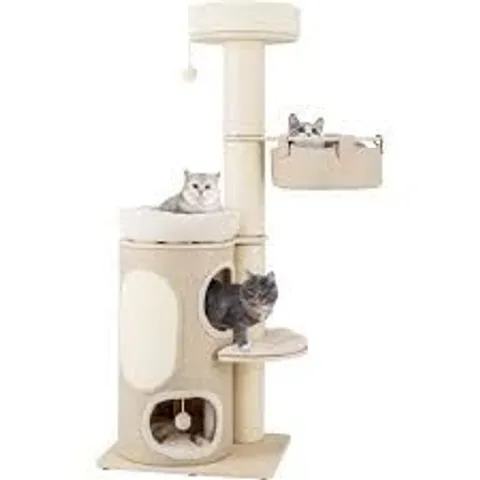 BOXED COSTWAY NATURAL MULTI LEVEL CAT TREE WITH 2 STOREY CONDO 154CM