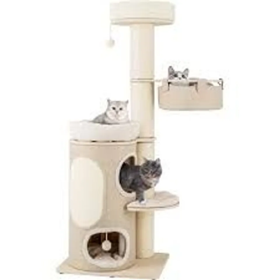 BOXED COSTWAY NATURAL MULTI LEVEL CAT TREE WITH 2 STOREY CONDO 154CM