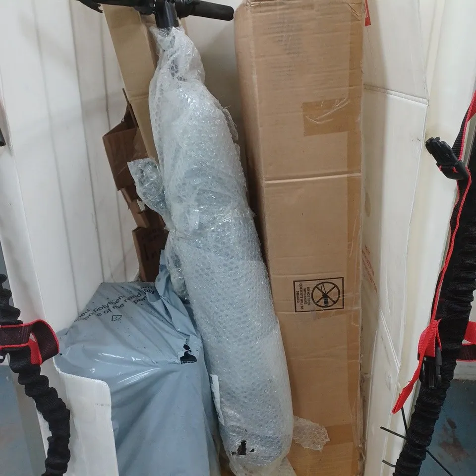 CAGE OF APPROXIMATELY 5 ASSORTED HOUSEHOLD ITEMS TO INCLUDE RECTANGULAR MIRROR, ELECTRIC SCOOTER, ETC