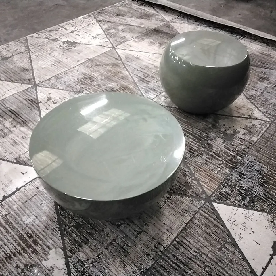 QUALITY ITALIAN MADE MERIDIANI BONGO SAGE MATT LACQUER SIDE TABLE AND LOW TABLE