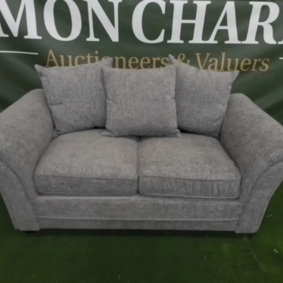 DESIGNER GREY FABRIC TWO SEATER SOFA