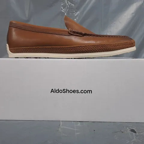 BOXED PAIR OF ALDO LOAFERS IN BROWN SIZE UK 8.5