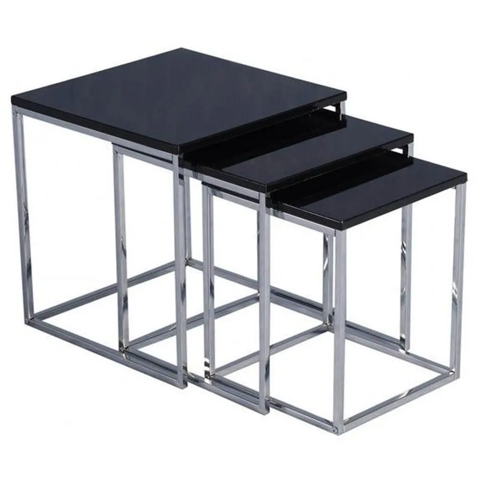 BOXED CHARISMA NEST OF TABLES - BLACK GLOSS/CHROME (1 BOX)