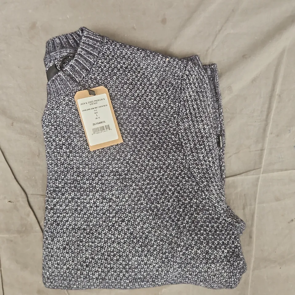 JACK & JONES KNIT CREW-NECK SWEATER IN BLUE SIZE LARGE