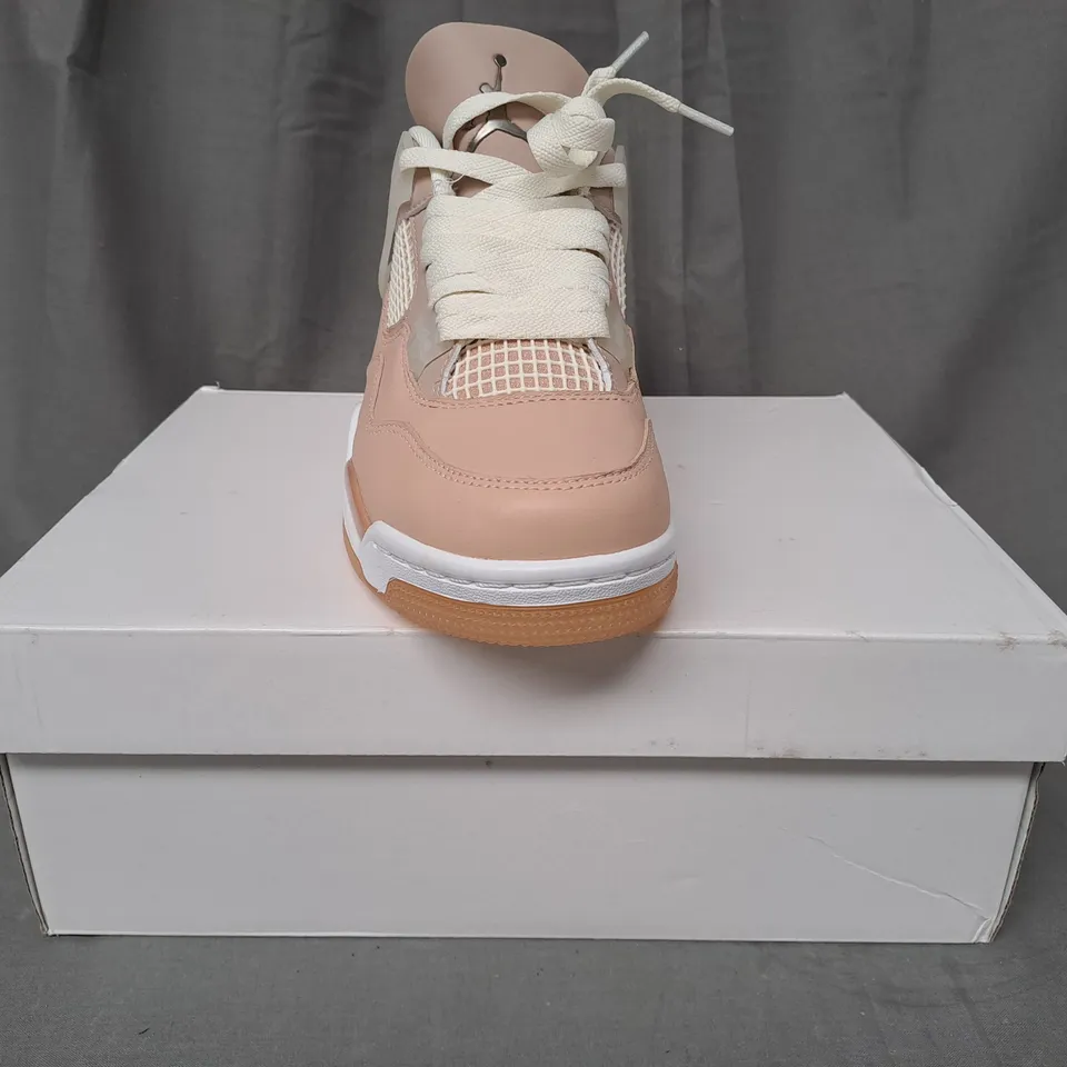 BOXED PAIR OF NIKE AIR JORDAN SHOES IN PEACH UK SIZE 5