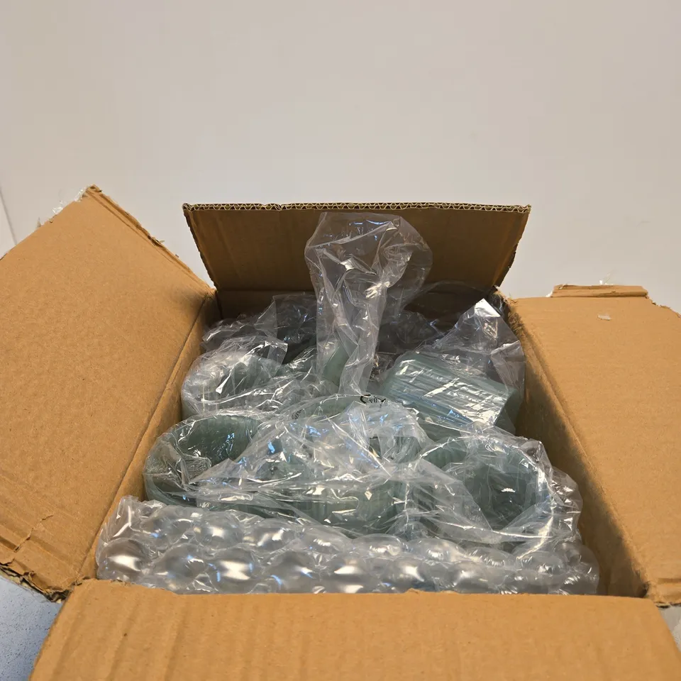 BOX OF 12 X GREEN RIBBED PLASTIC WINE GOBLET