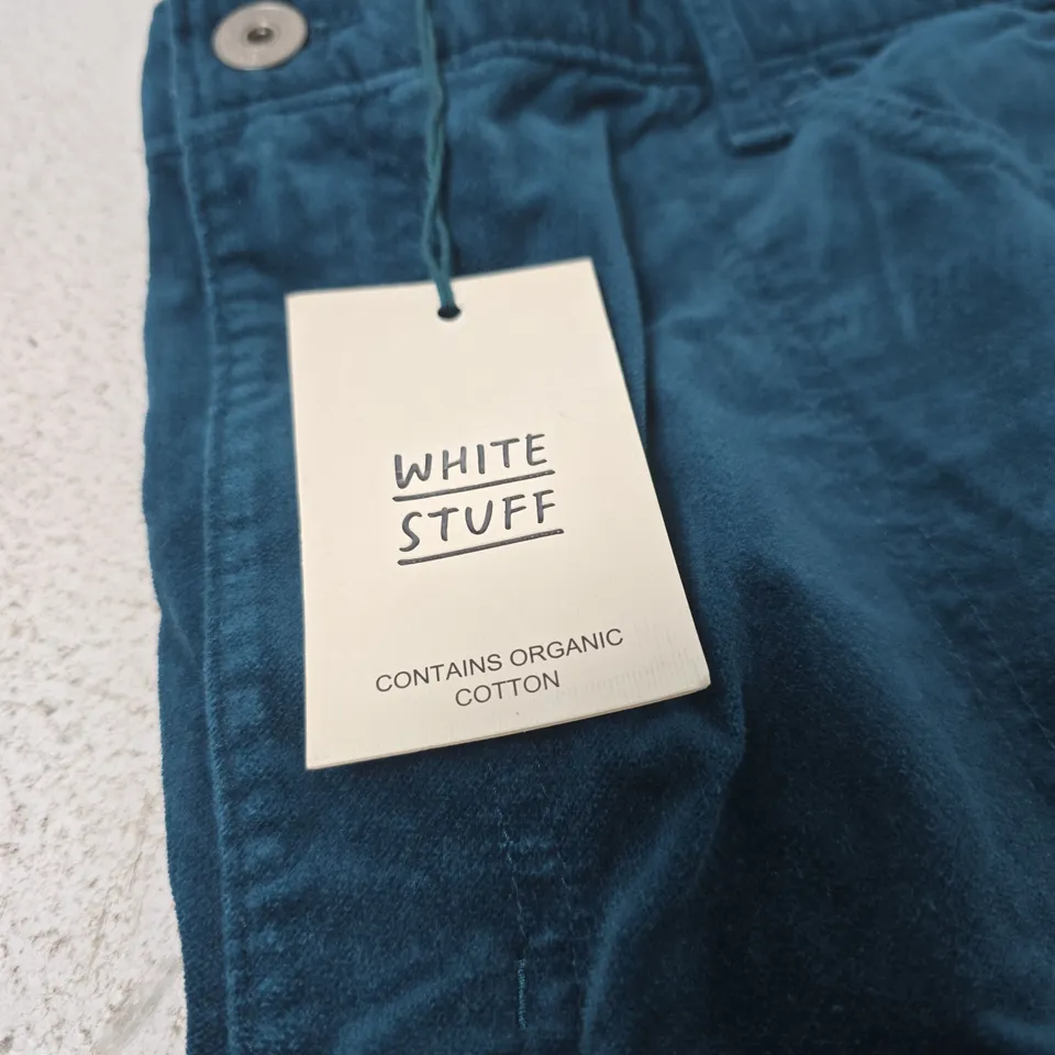WHITE STUFF TIA VELVET WIDE LEG CROP TROUSERS – TEAL, UK 16 REGULAR