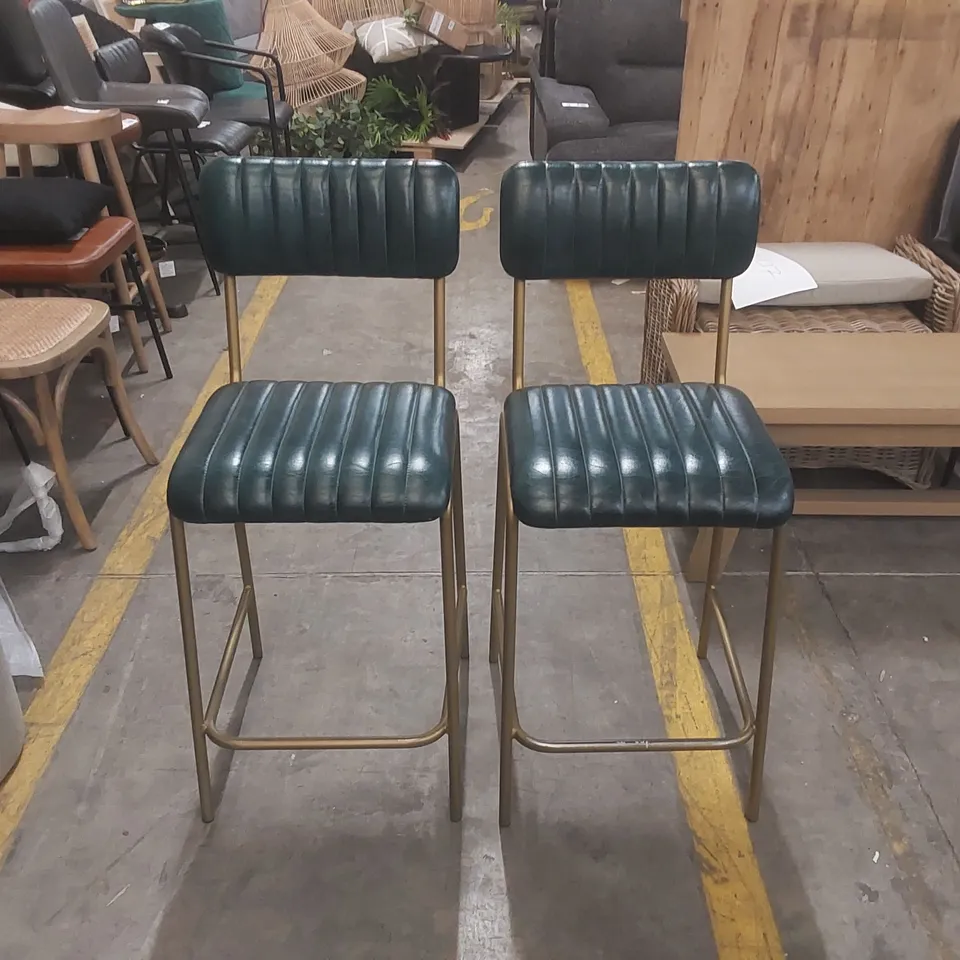 SET OF 2x DINER LEATHER BAR STOOLS