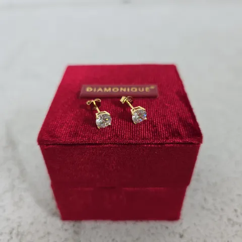 DIAMONIQUE STUD EARRINGS – GOLD TONE