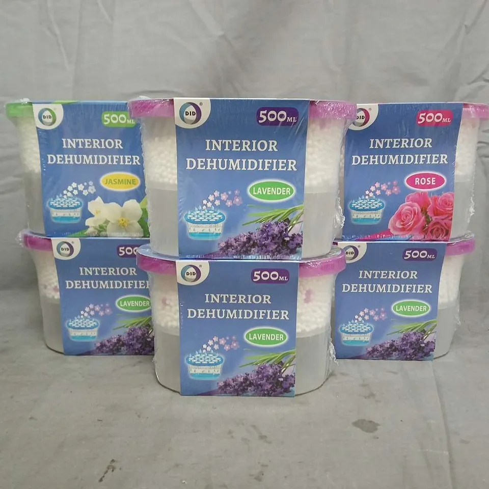 BOX OF APPROXIMATELY 6 ASSORTED INTERIOR DEHUMIDIFIERS - SCENTS VARY