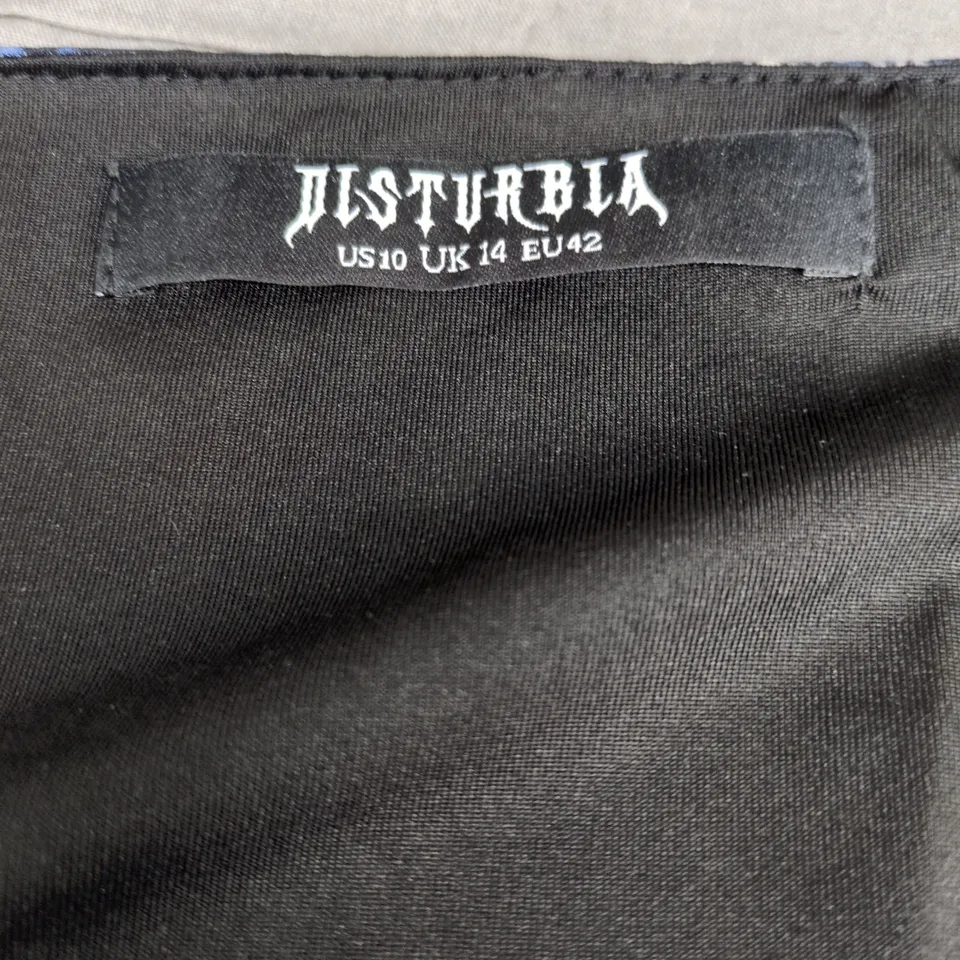 DISTURBIA WOMEN'S FLORAL PRINT DRESS, NAVY WITH CRESCENT MOTIFS - UK 14 (US 10, EU 42)