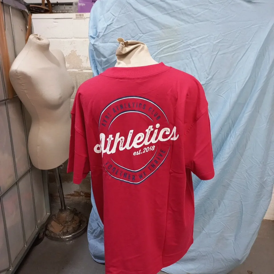 AYBL RETRO ATHLETICS CLUB OVERSIZED T SHIRT – RED/BLUE, SIZE S