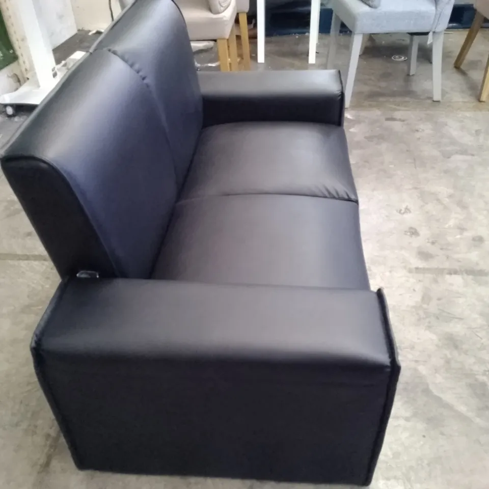 QUALITY DESIGNER ELLISON 2 SEATER SOFA - BLACK LEATHER