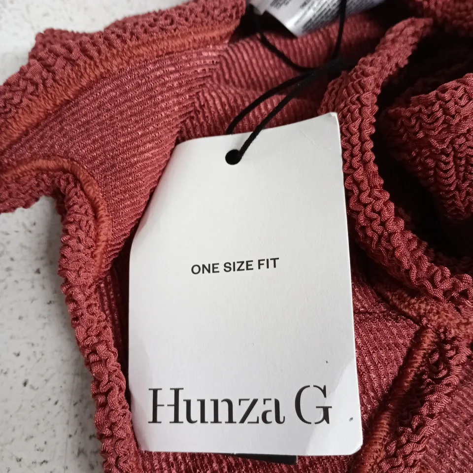 HUNZA G RED ONE SIZE FIT TERRY SWIMWEAR BODYSUIT