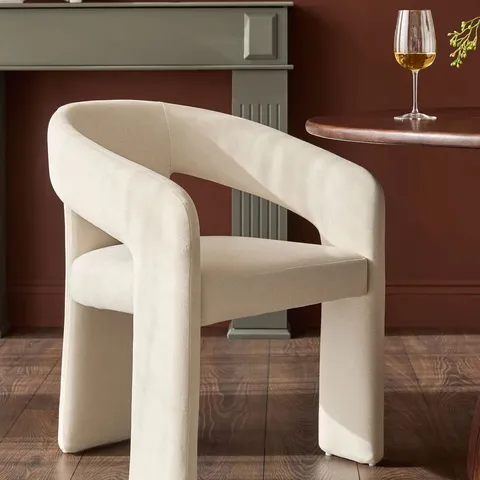 BOXED DANETTI ASHER CREAM PLUSH FABRIC DINING CHAIR