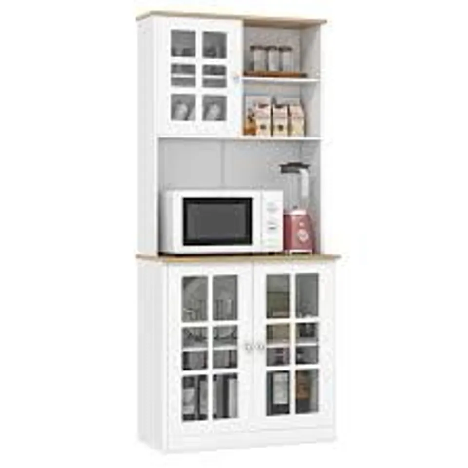 BOXED COSTWAY 72'' FREESTANDING PANTRY CABINET KITCHEN BUFFET SIDEBOARD HUTCH WITH 3 DOORS - WHITE