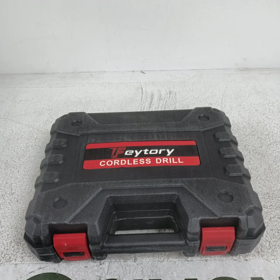 FEYTORY CORDLESS DRILL KIT IN CARRY CASE – DRILL, BATTERY, CHARGER, BITS & GLOVES