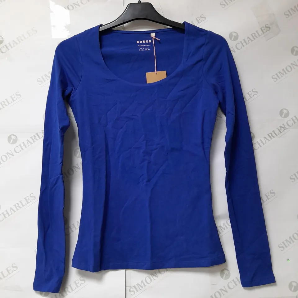 BODEN LADIES LONG SLEEVE SCOOP NECK TOP BLUE SIZE 8